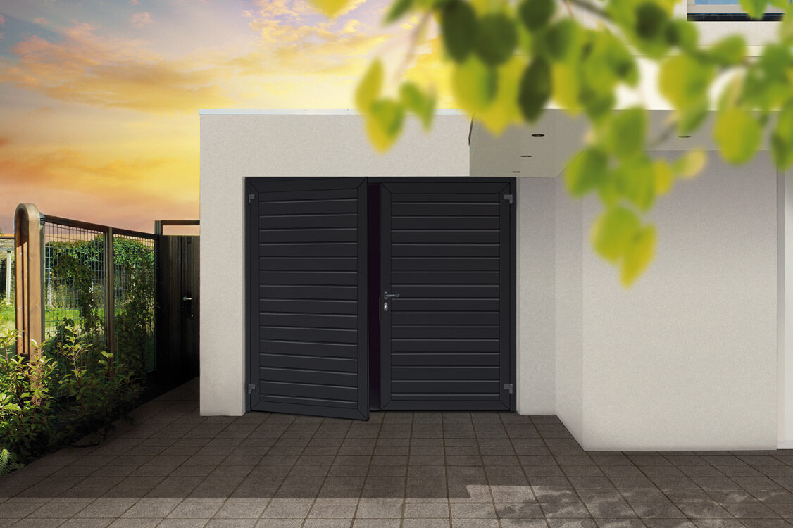 Garagen Flügeltor in Satin Gray